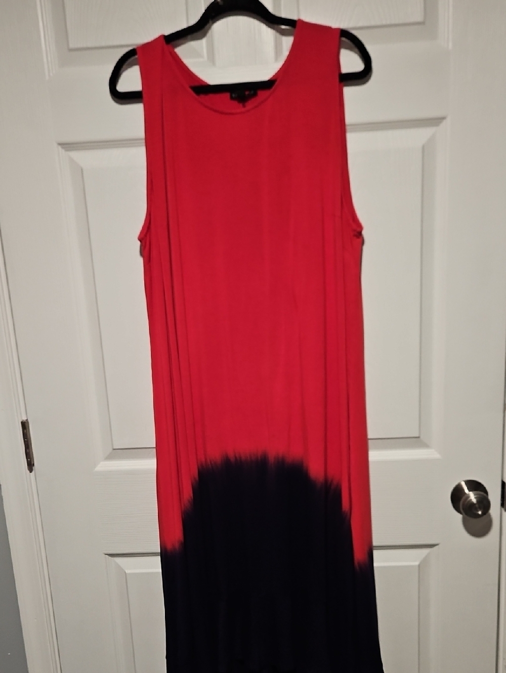 Lane Bryant Red Maxi Dress With Navy Dip Dye Hem
